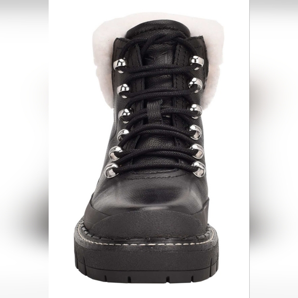 Marc Fisher LTD Cade Genuine Leather Shearling Cuff Lace-Up Boot Size 9 #465 - Picture 4 of 7